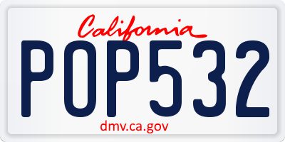CA license plate POP532