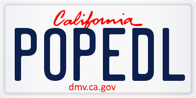 CA license plate POPEDL