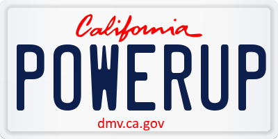 CA license plate POWERUP