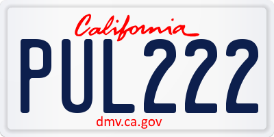 CA license plate PUL222