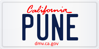 CA license plate PUNE
