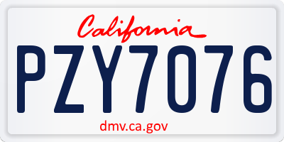 CA license plate PZY7076