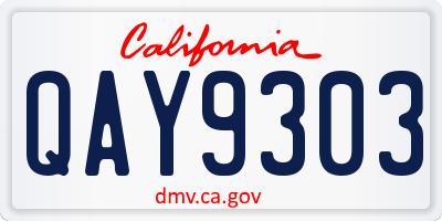 CA license plate QAY9303