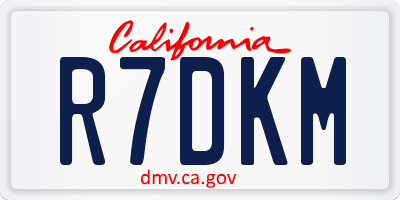 CA license plate R7DKM