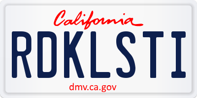 CA license plate RDKLSTI