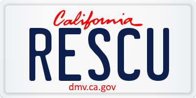 CA license plate RESCU