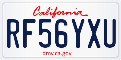 CA license plate RF56YXU