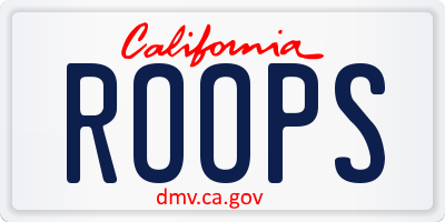 CA license plate ROOPS