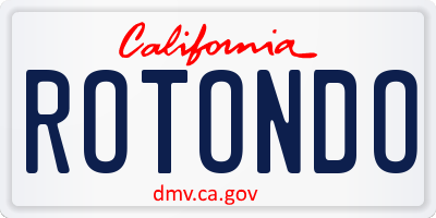 CA license plate ROTONDO