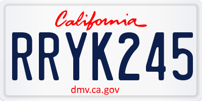 CA license plate RRYK245