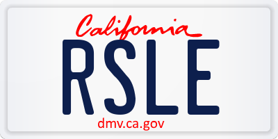 CA license plate RSLE