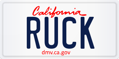 CA license plate RUCK
