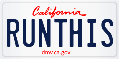CA license plate RUNTHIS