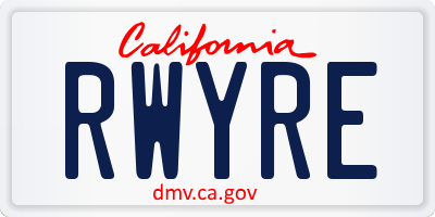 CA license plate RWYRE