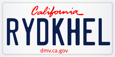 CA license plate RYDKHEL
