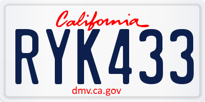 CA license plate RYK433
