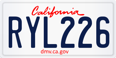 CA license plate RYL226