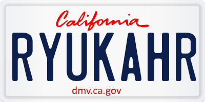 CA license plate RYUKAHR