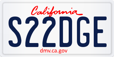 CA license plate S22DGE