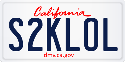 CA license plate S2KLOL