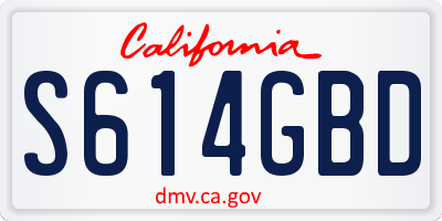 CA license plate S614GBD