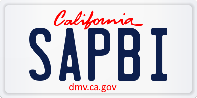 CA license plate SAPBI