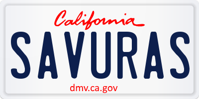 CA license plate SAVURAS