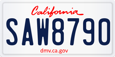 CA license plate SAW8790