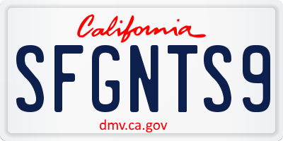 CA license plate SFGNTS9