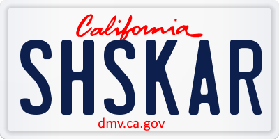 CA license plate SHSKAR
