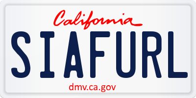 CA license plate SIAFURL