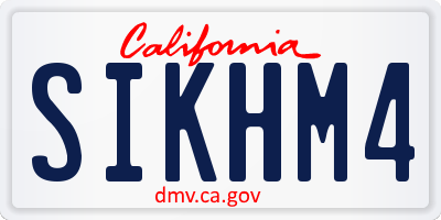 CA license plate SIKHM4