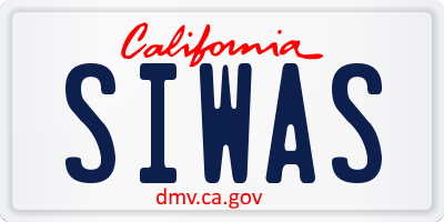 CA license plate SIWAS