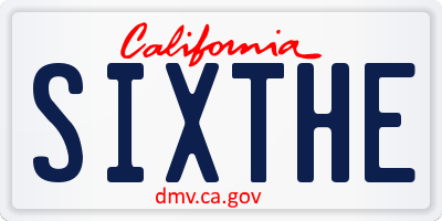 CA license plate SIXTHE