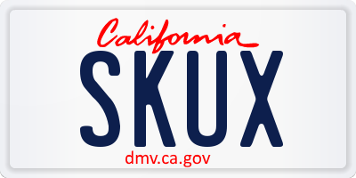 CA license plate SKUX