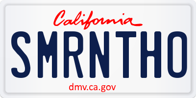 CA license plate SMRNTHO