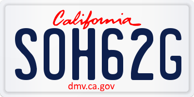 CA license plate SOH62G