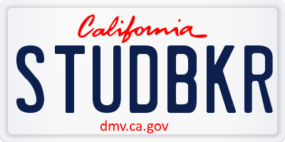 CA license plate STUDBKR