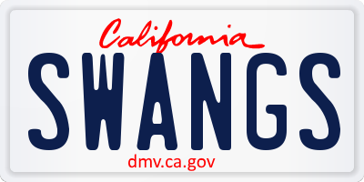 CA license plate SWANGS