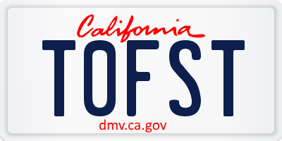 CA license plate T0FST