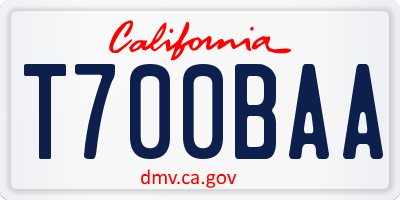 CA license plate T700BAA