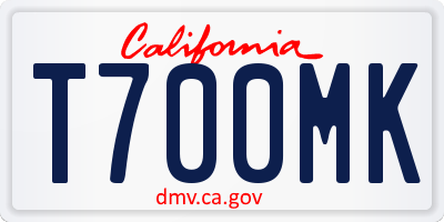 CA license plate T700MK