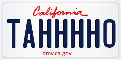 CA license plate TAHHHHO