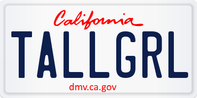 CA license plate TALLGRL