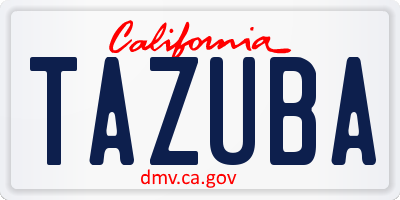 CA license plate TAZUBA