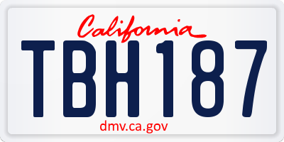 CA license plate TBH187