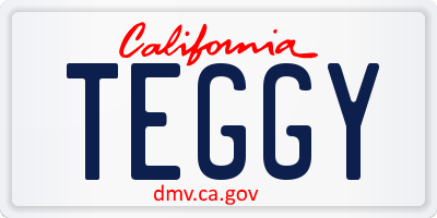 CA license plate TEGGY