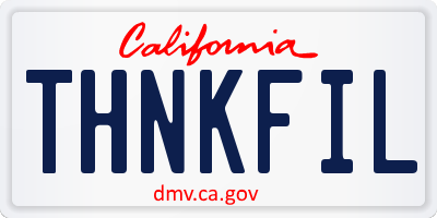 CA license plate THNKFIL