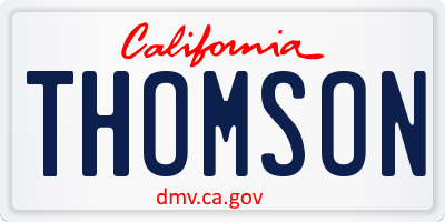 CA license plate THOMSON