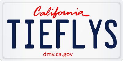 CA license plate TIEFLYS